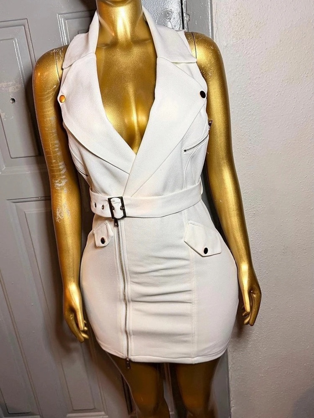 Fashion Nova Naomi Mini Blazer Dress White Size Large